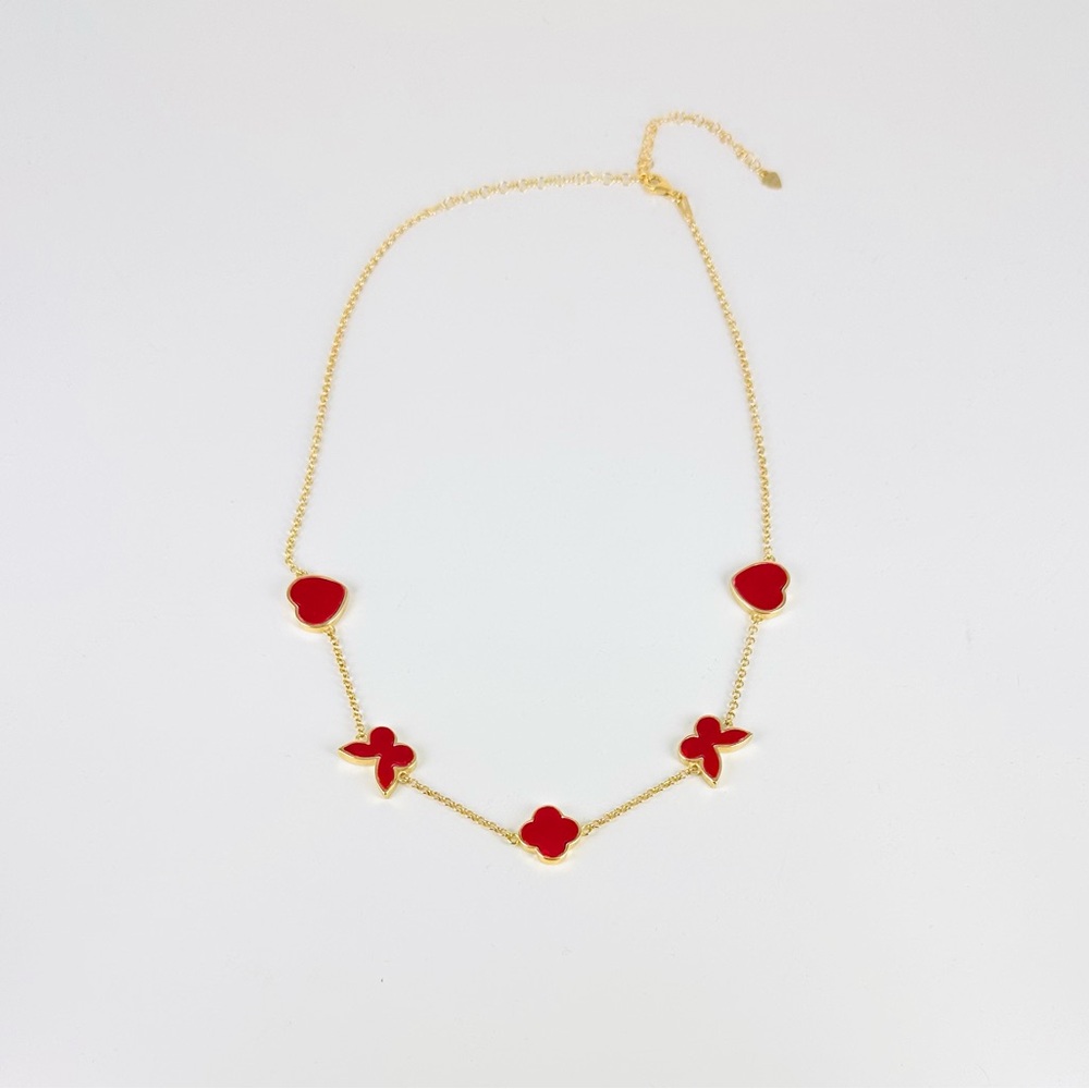 NEW! Red Carnelian Station Necklace in 14kt Gold Vermeil - Adjustable to Choker